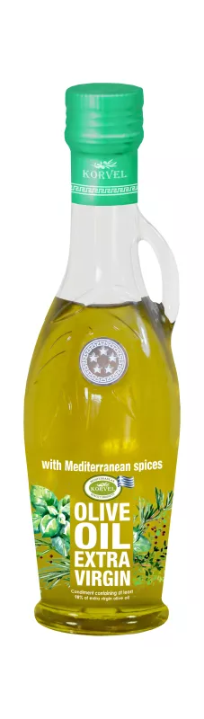 Korvel Extra Szűz Olívaolaj Med. fűsz. 250 ml (229 ml)